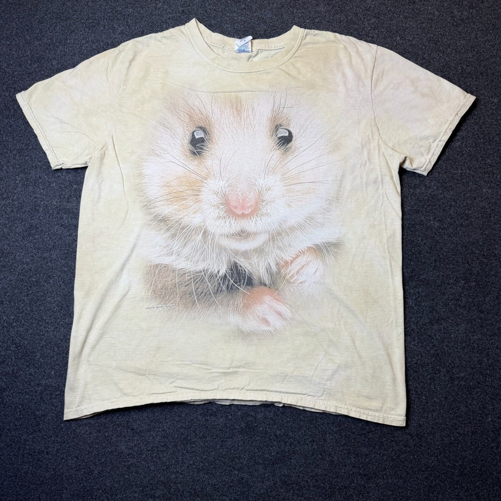 Hamster T-Shirt Unisex Large Tan Graphic vintage Michael McGloin Tie Dye Tee
